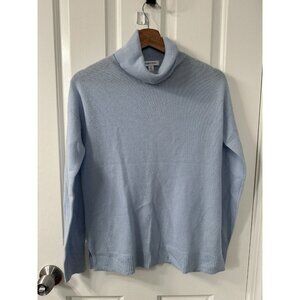 Nordstrom Women’s Size XS 100% Cashmere Light Blue Turtleneck Sweater Winter